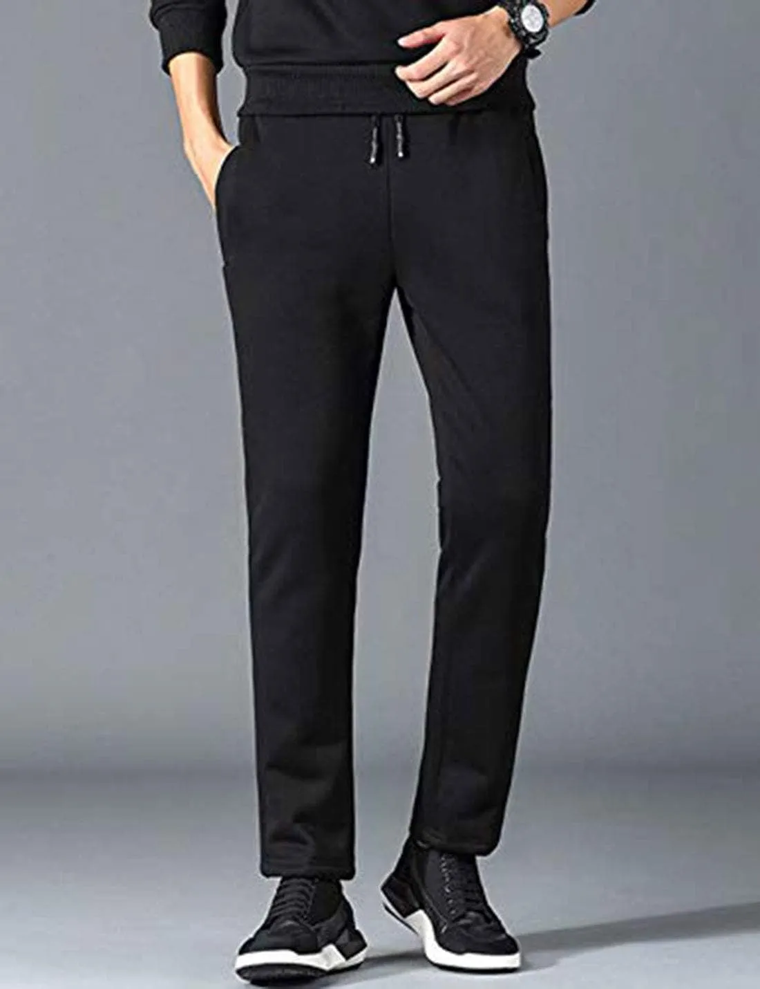 Yeokou Mens Winter Warm Sherpa Lined Active Thermal Jogger Fleece Sweatpants Pant