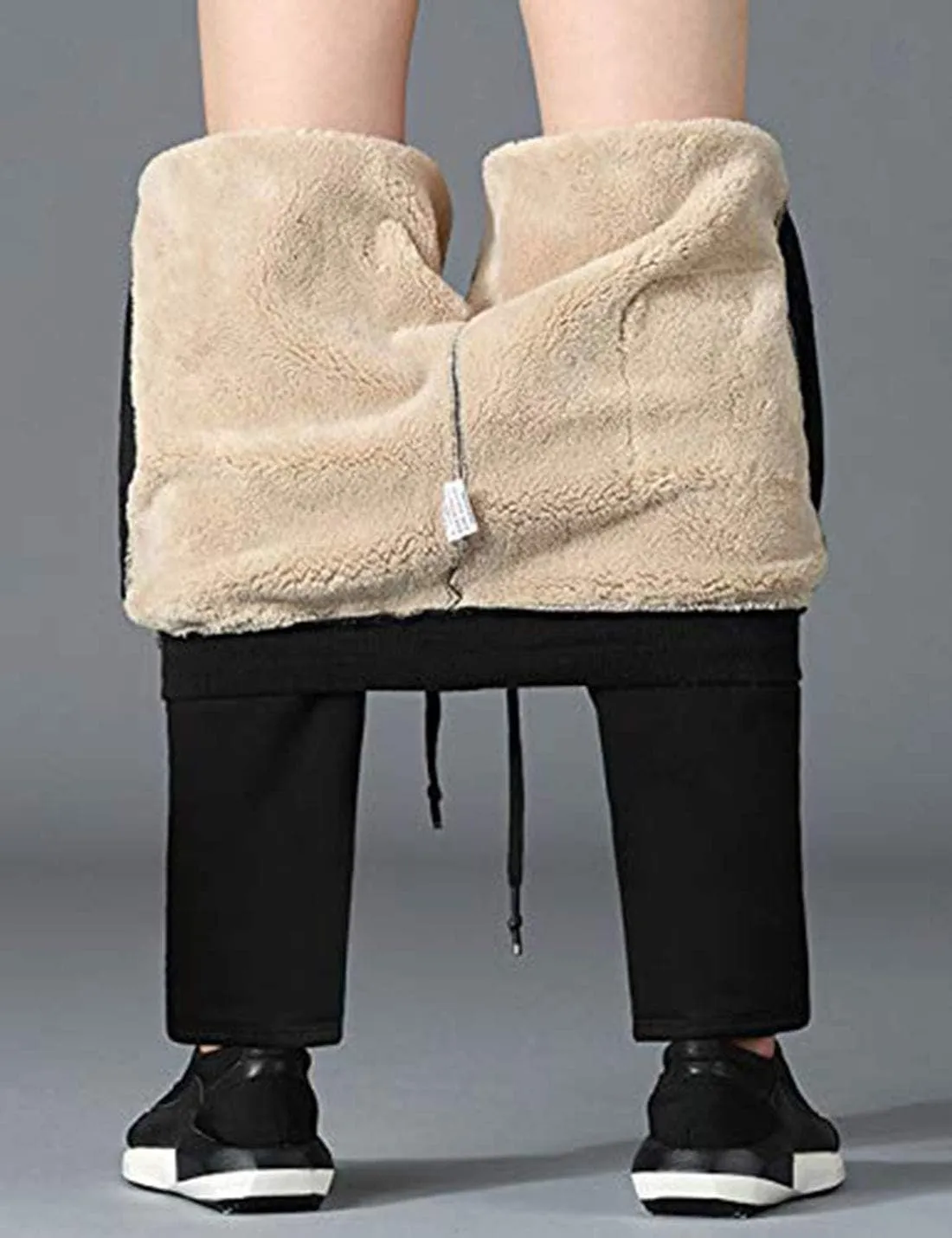 Yeokou Mens Winter Warm Sherpa Lined Active Thermal Jogger Fleece Sweatpants Pant