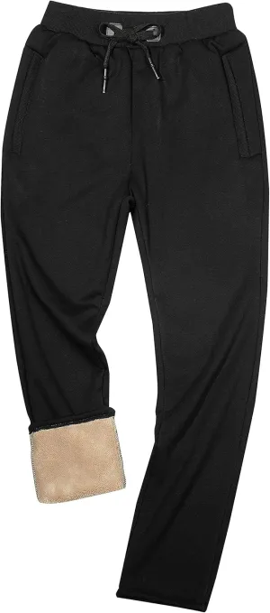 Yeokou Mens Winter Warm Sherpa Lined Active Thermal Jogger Fleece Sweatpants Pant