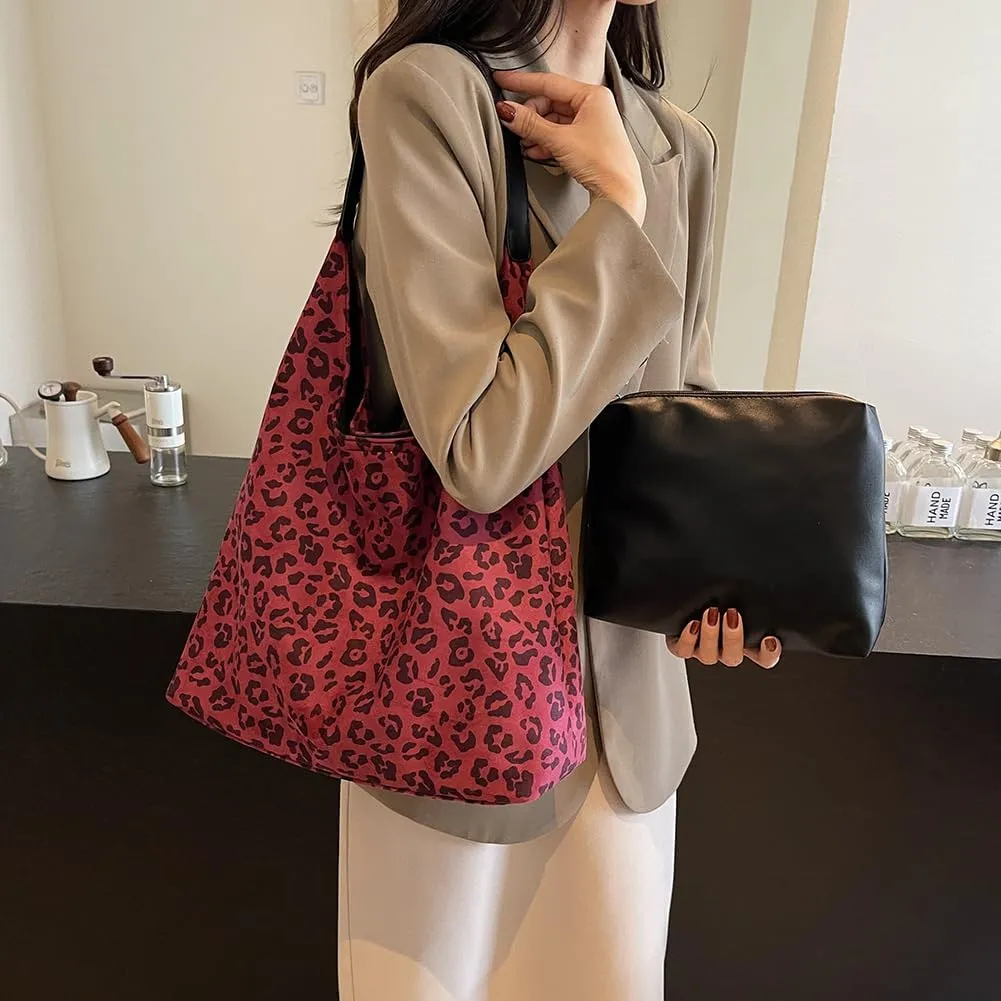 YFGBCX Leopard Tote Bag for Women Cheetah Purse Brown Vintage Hobo Bag Large Capacity Work Tote Bag