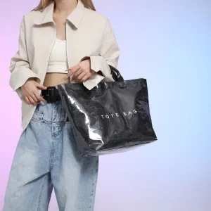YFGBCX PVC Surface Kraft Paper Tote for Women - Large Solid Color Hobo Bag with Letter Print