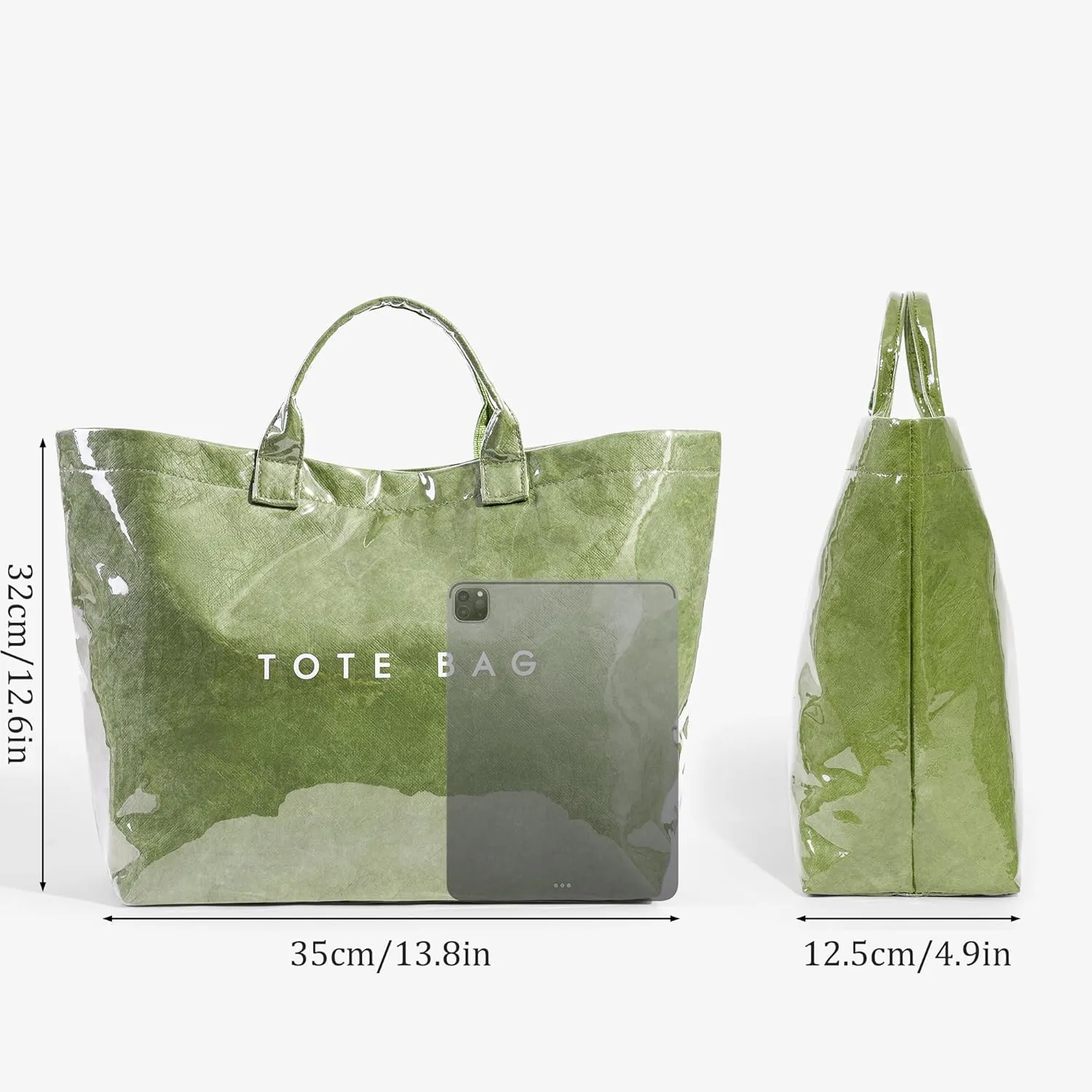 YFGBCX PVC Tote Bag for Women,Leopard Print Purse, Cheetah Letter Print Tote Handbag Clear PVC Carry All Bag Hobo Handbag