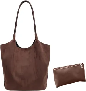 YFGBCX Suede Tote Bags for Women - Slouchy Hobo Handbag for Office & Work - Fall Season