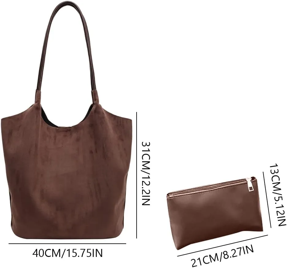 YFGBCX Suede Tote Bags for Women - Slouchy Hobo Handbag for Office & Work - Fall Season
