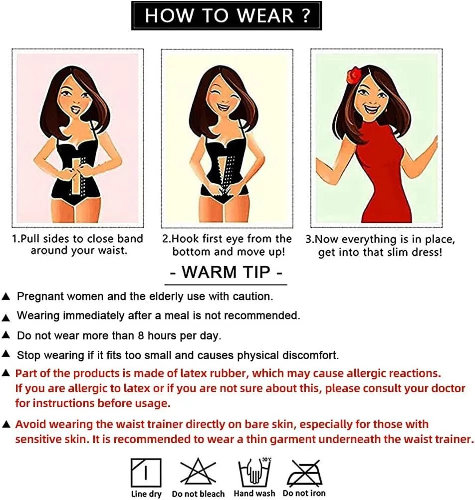 YIANNA Waist Trainer for Women Latex Underbust Waist Corsets Cincher Hourglass Body Shaper 4 Hooks
