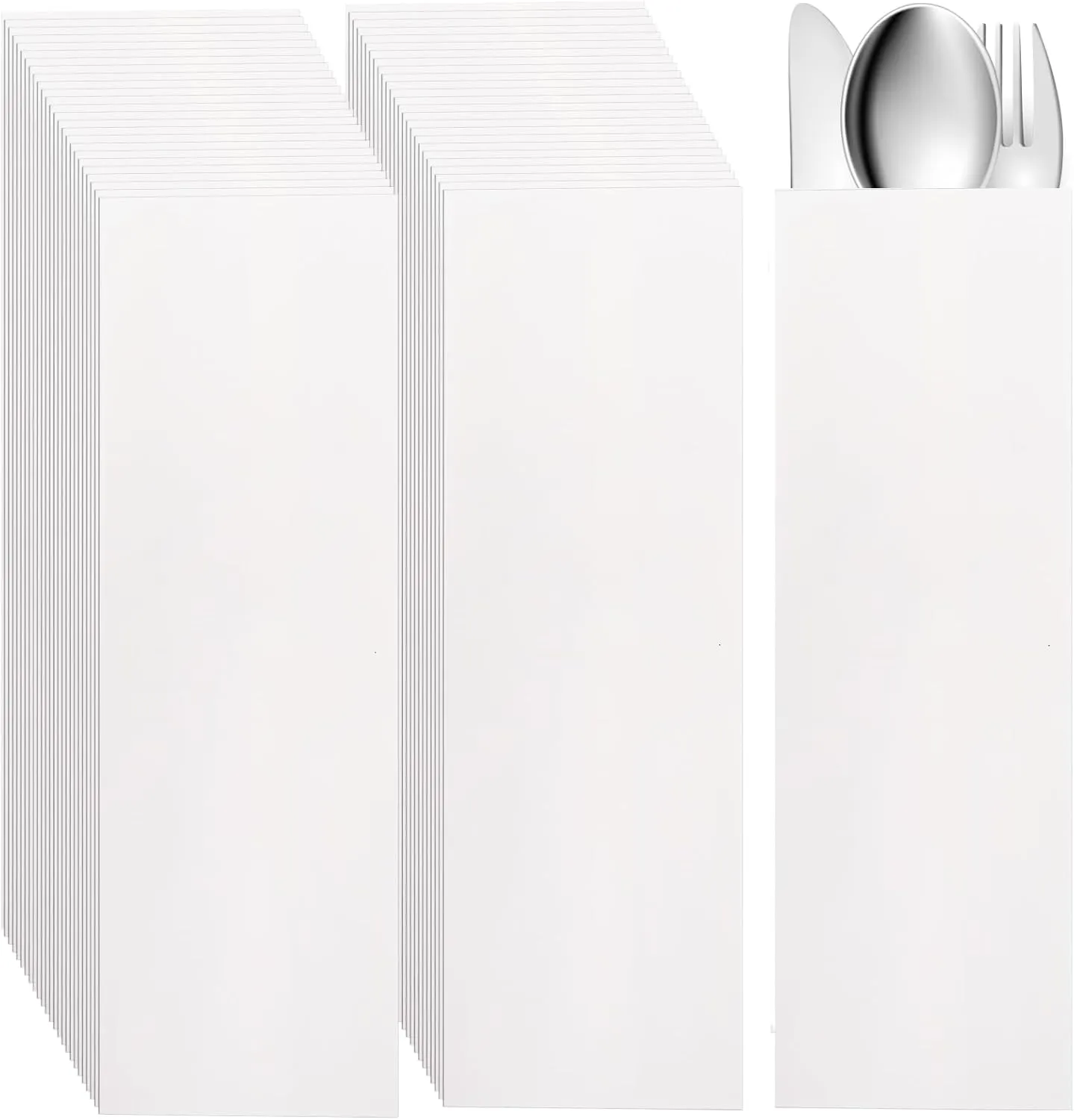 YOUEON 500 Pcs White Kraft Paper Silverware Bags Churro Bags, 3.1 x 9.8 in Greaseproof Silverware Sleeves, Food Bag Bulk for Kitchen Cutlery, Bread, Treats, Cookies, Party Supplies, Table Setting