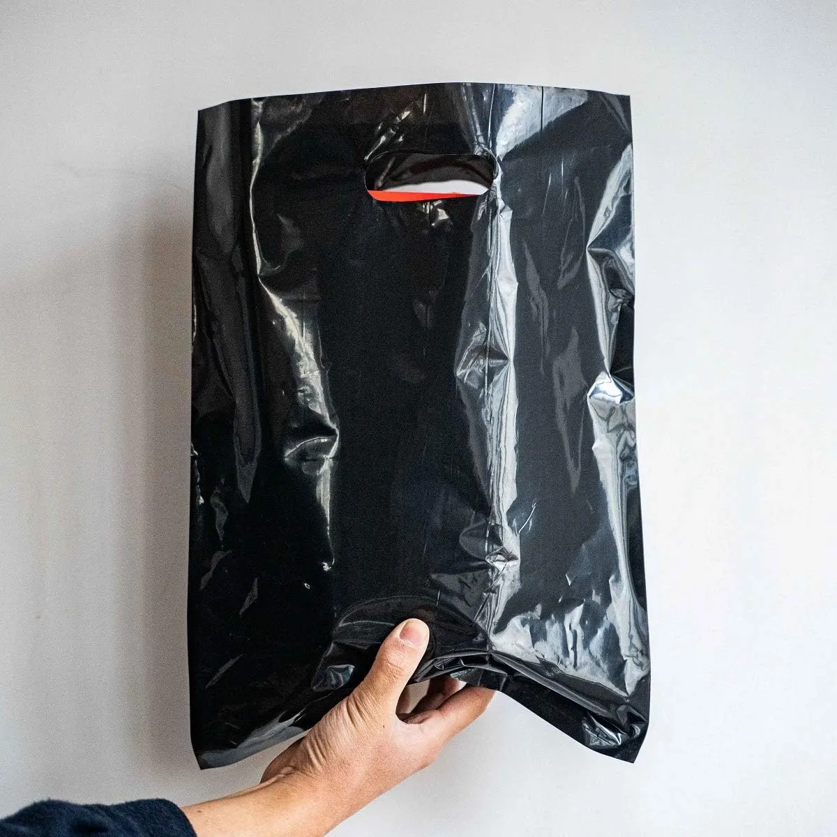 ysmile Black Plastic Shopping Bag for Samll Business, Plastic Merchandise Bag with Handle Poly Die Cut Bag 7.8"x11.8" Boutique