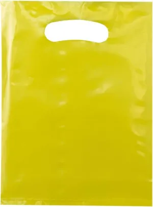 ysmile Small Plastic Merchandise Bag for Small Business Plastic Shopping Bag with Handle Retail Boutique Gift Wrapping 100 ct 5.9"x7.8" 2.5 Mil - Yellow