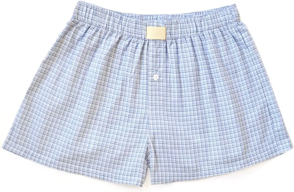 Yuemengxuan Y2k Plaid Shorts Baggy Boxer Shorts for Women Elastic Waist Casual Lounge Bottom Gingham Pajama Shorts Sleepwear