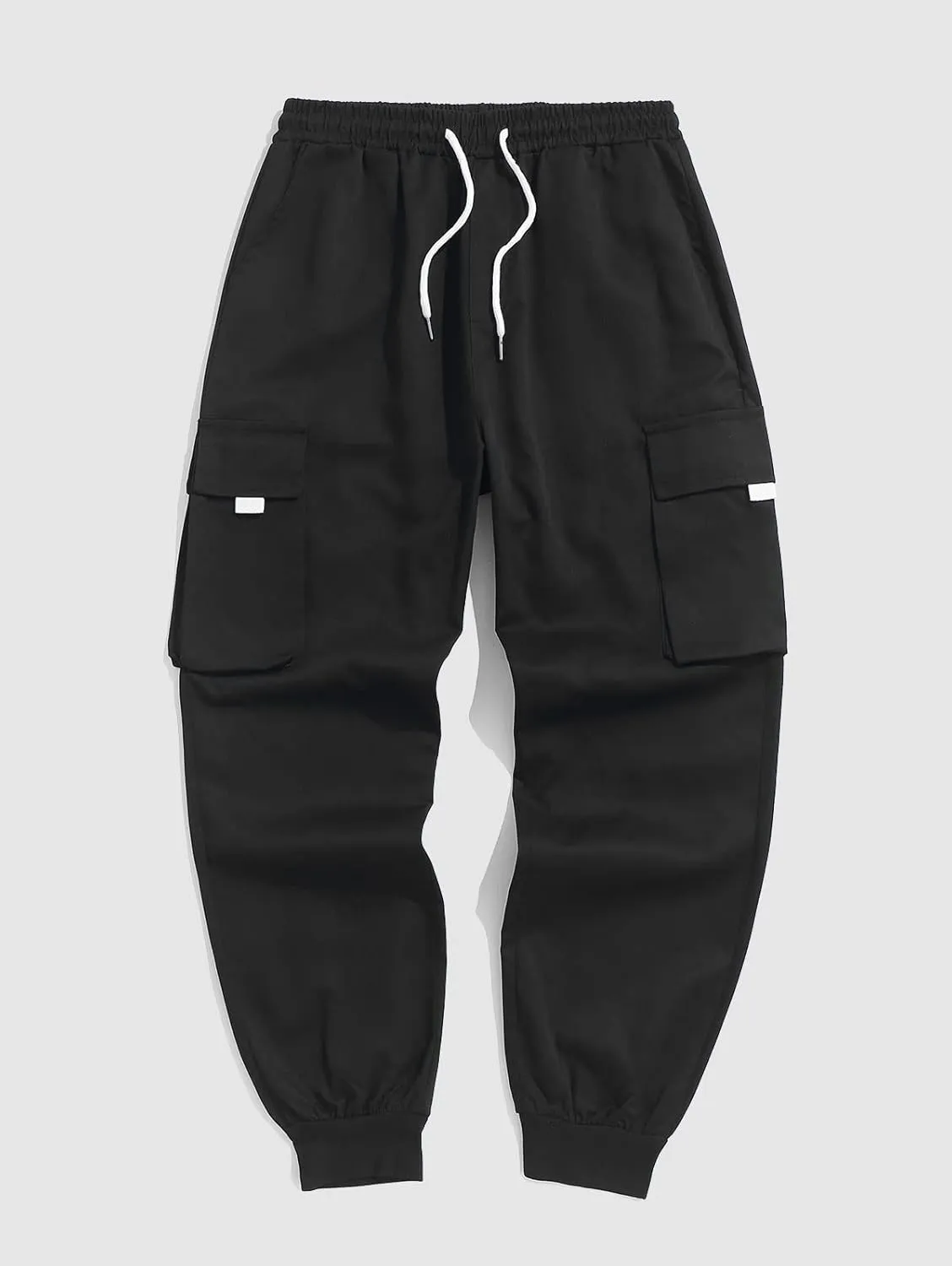 ZAFUL Men's Streetwear Cargo Pants with Flap Pockets & Drawstring Elastic Waist - Casual & Techwear Joggers
