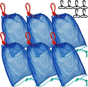 ZENFUN Set of 6 Crab Trap Bait Bags with Locker, Crab Crawfish Trap, Minnow Traps, Fishing Mesh Bait Traps Fishing Accessories Trap for Shrimp Fish Lobster(Blue)