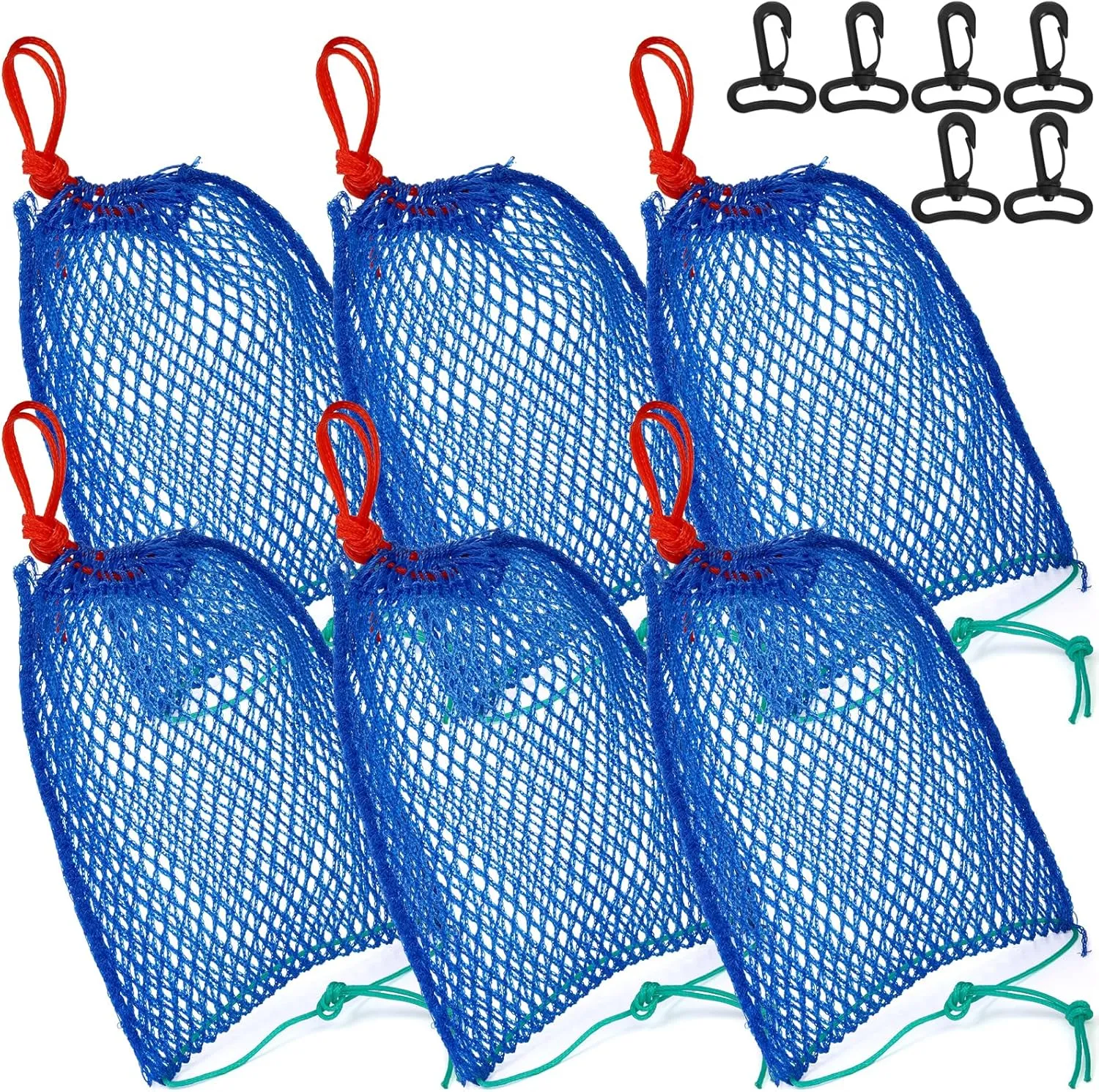 ZENFUN Set of 6 Crab Trap Bait Bags with Locker, Crab Crawfish Trap, Minnow Traps, Fishing Mesh Bait Traps Fishing Accessories Trap for Shrimp Fish Lobster(Blue)