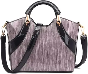 ZiMing Shiny Patent Leather Handbags for Women Top Handle Handbag Purses Satchel Stylish Medium Tote Bags Single Shoulder Bag