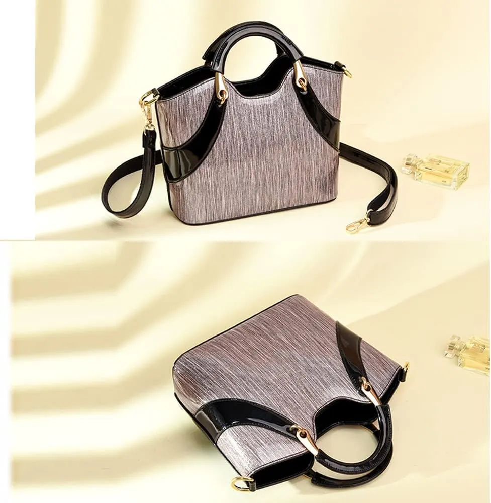 ZiMing Shiny Patent Leather Handbags for Women Top Handle Handbag Purses Satchel Stylish Medium Tote Bags Single Shoulder Bag