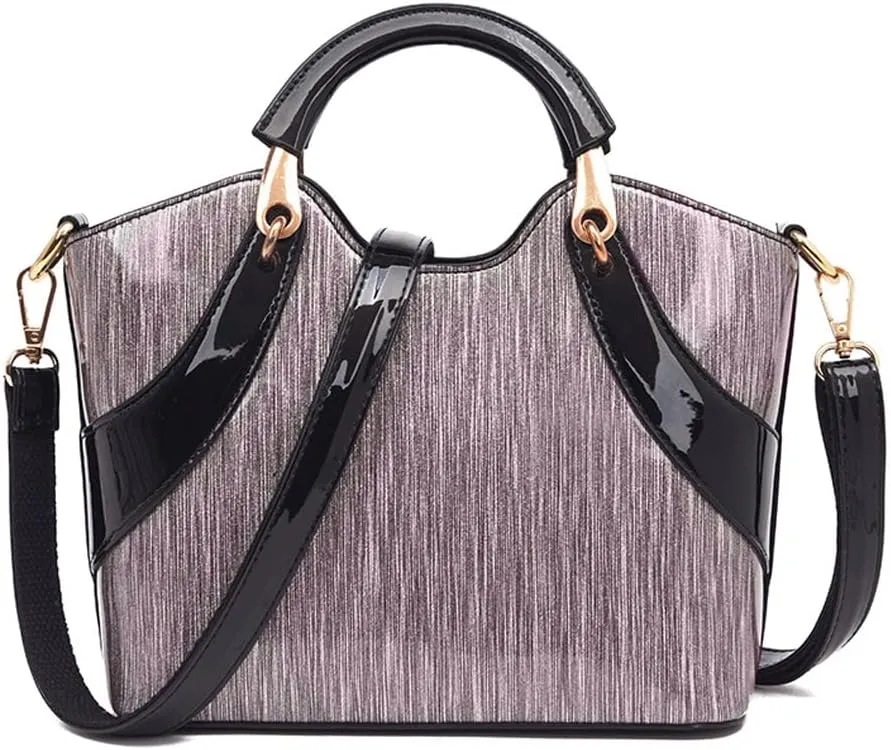 ZiMing Shiny Patent Leather Handbags for Women Top Handle Handbag Purses Satchel Stylish Medium Tote Bags Single Shoulder Bag