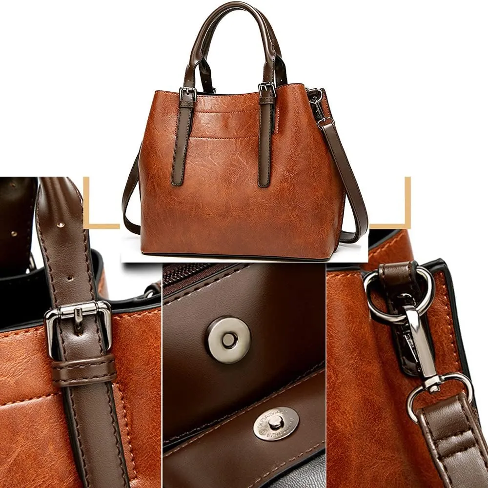 ZiMing Women Handbags Vintage Satchel Bags Oil Wax Leather Purse Top Handle Handbag Medium Tote Bag Shoulder Crossbody Bag