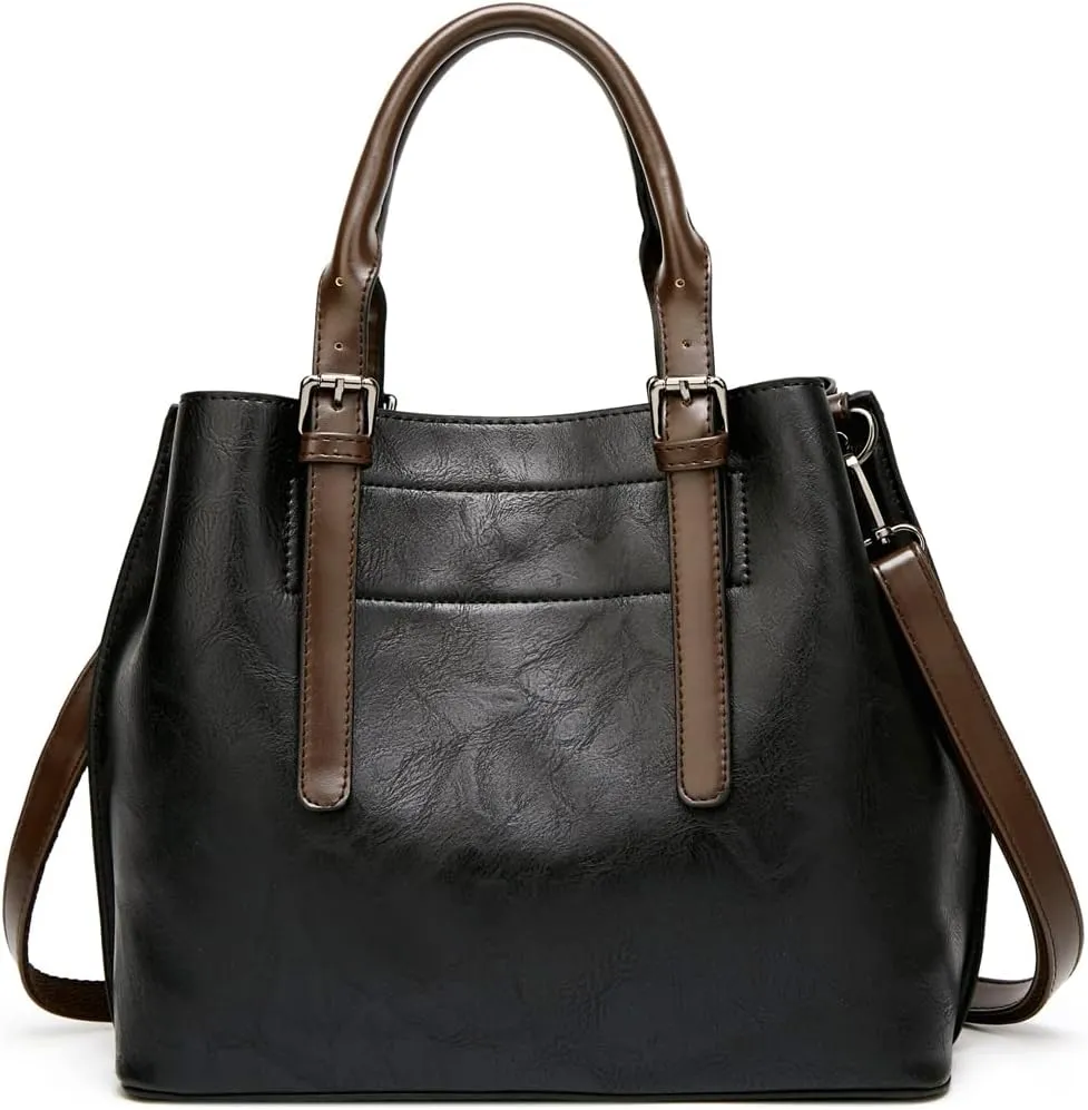 ZiMing Women Handbags Vintage Satchel Bags Oil Wax Leather Purse Top Handle Handbag Medium Tote Bag Shoulder Crossbody Bag