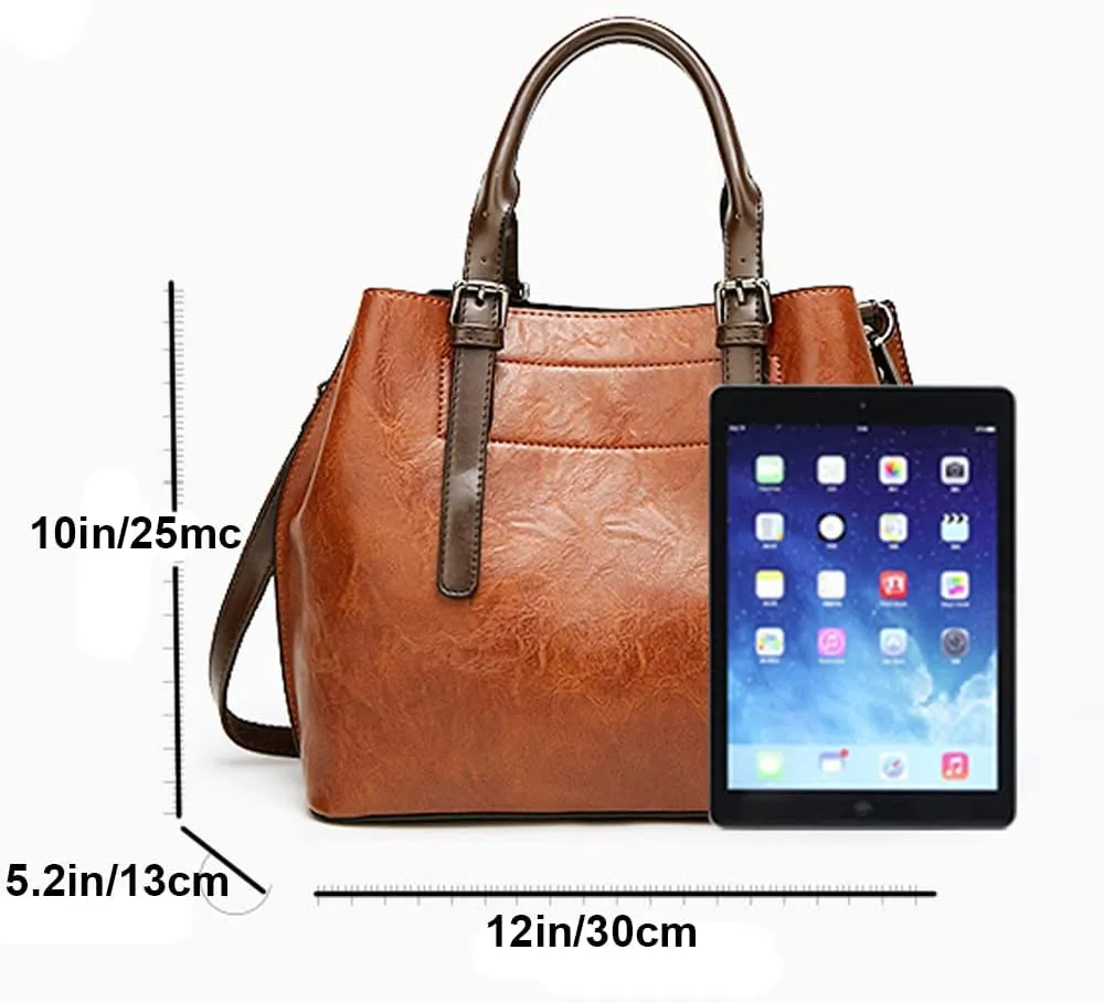 ZiMing Women Handbags Vintage Satchel Bags Oil Wax Leather Purse Top Handle Handbag Medium Tote Bag Shoulder Crossbody Bag