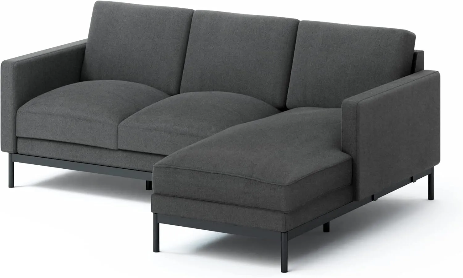 ZINUS Logan Reversible Sectional Chaise, L-Shaped Sofa, Green Tea Infused Foam Cushions, Tool-Free, Easy Assembly, Dark Grey