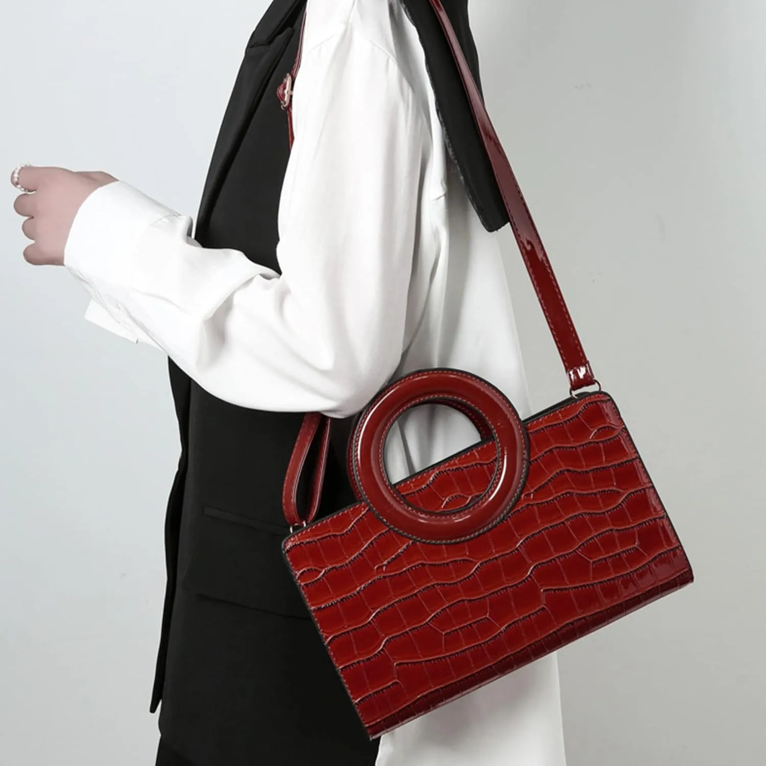 ZLMBAGUS Women Vintage Flap Tote Top Handle Satchel Handbags PU Leather Clutch Purse Shoulder Bag