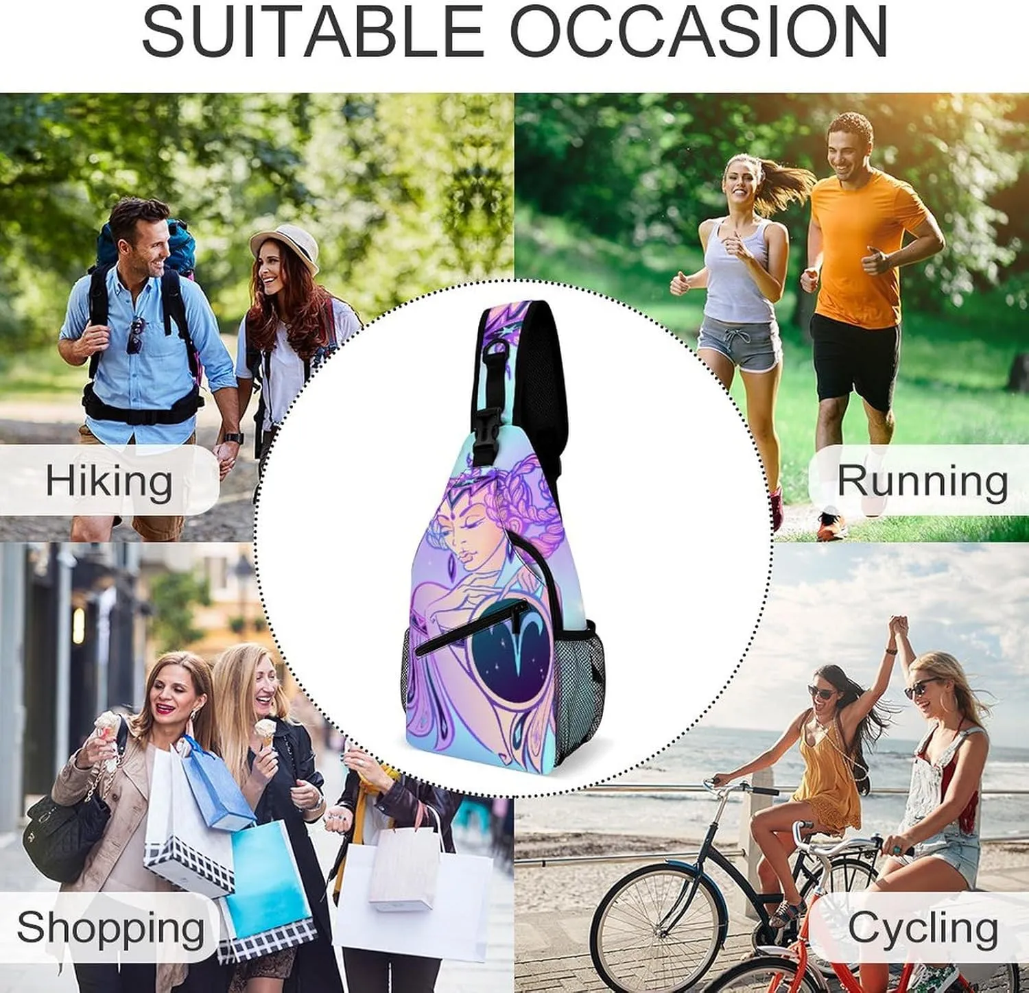 Zodiac-sign-virgo Sling Bag Crossbody Chest Bag Shoulder Bag For Travel Hiking Cycling Camping