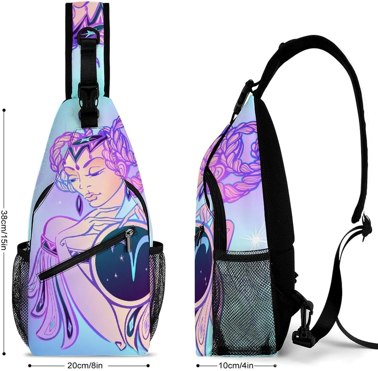 Zodiac-sign-virgo Sling Bag Crossbody Chest Bag Shoulder Bag For Travel Hiking Cycling Camping