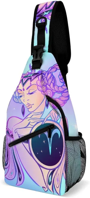 Zodiac-sign-virgo Sling Bag Crossbody Chest Bag Shoulder Bag For Travel Hiking Cycling Camping
