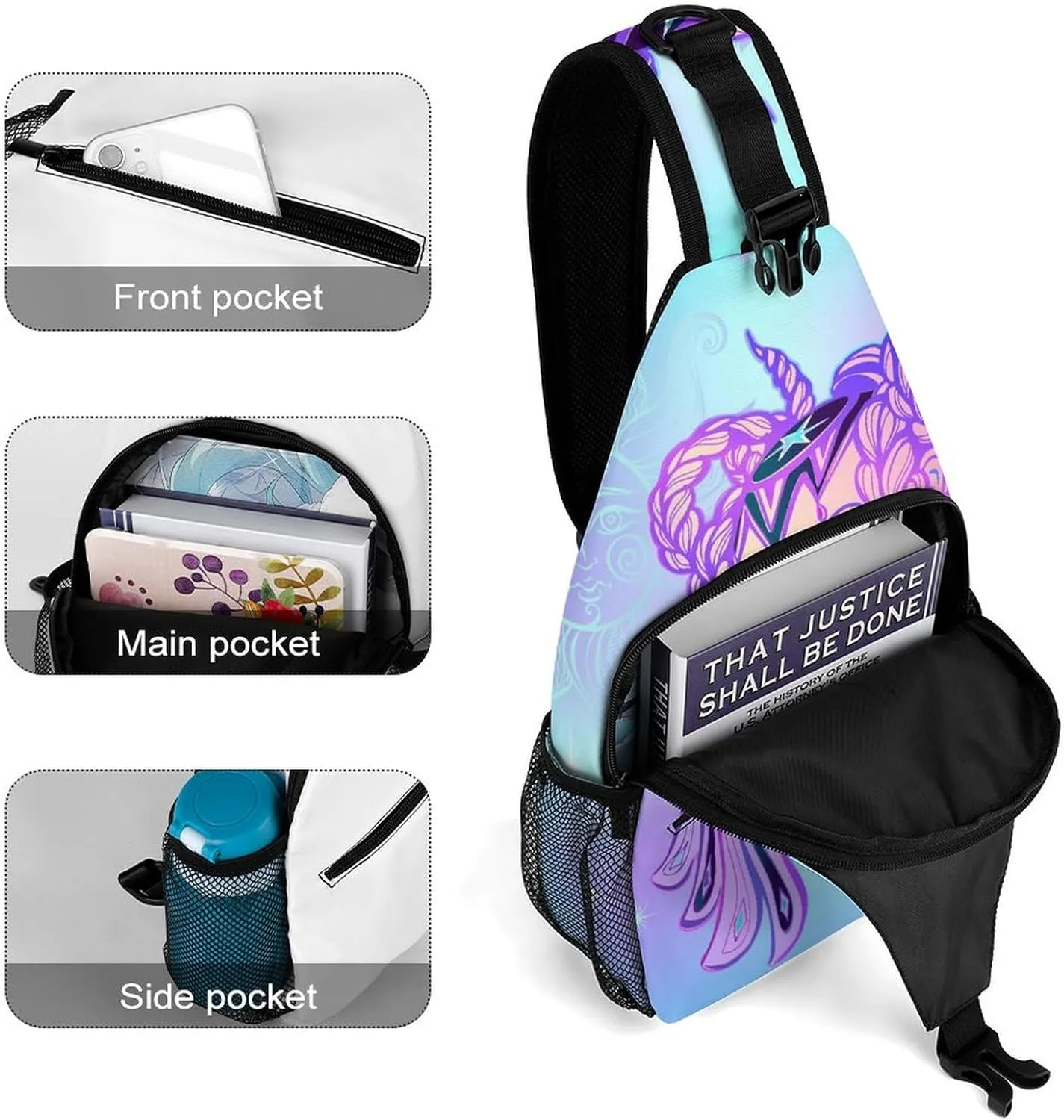 Zodiac-sign-virgo Sling Bag Crossbody Chest Bag Shoulder Bag For Travel Hiking Cycling Camping