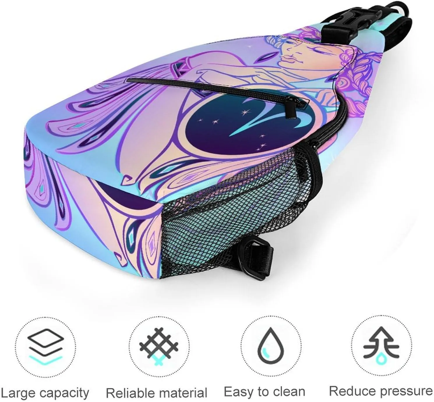 Zodiac-sign-virgo Sling Bag Crossbody Chest Bag Shoulder Bag For Travel Hiking Cycling Camping