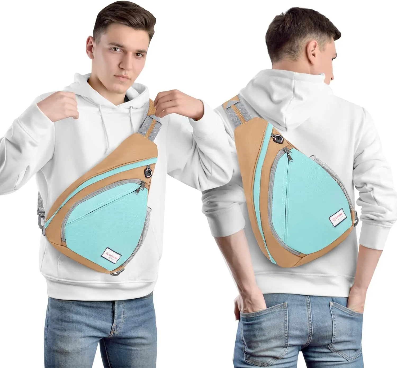 ZOMAKE Sling Bag for Women Men, Small Crossbody Sling Backpack, Mini Water Resistant Shoulder Bag