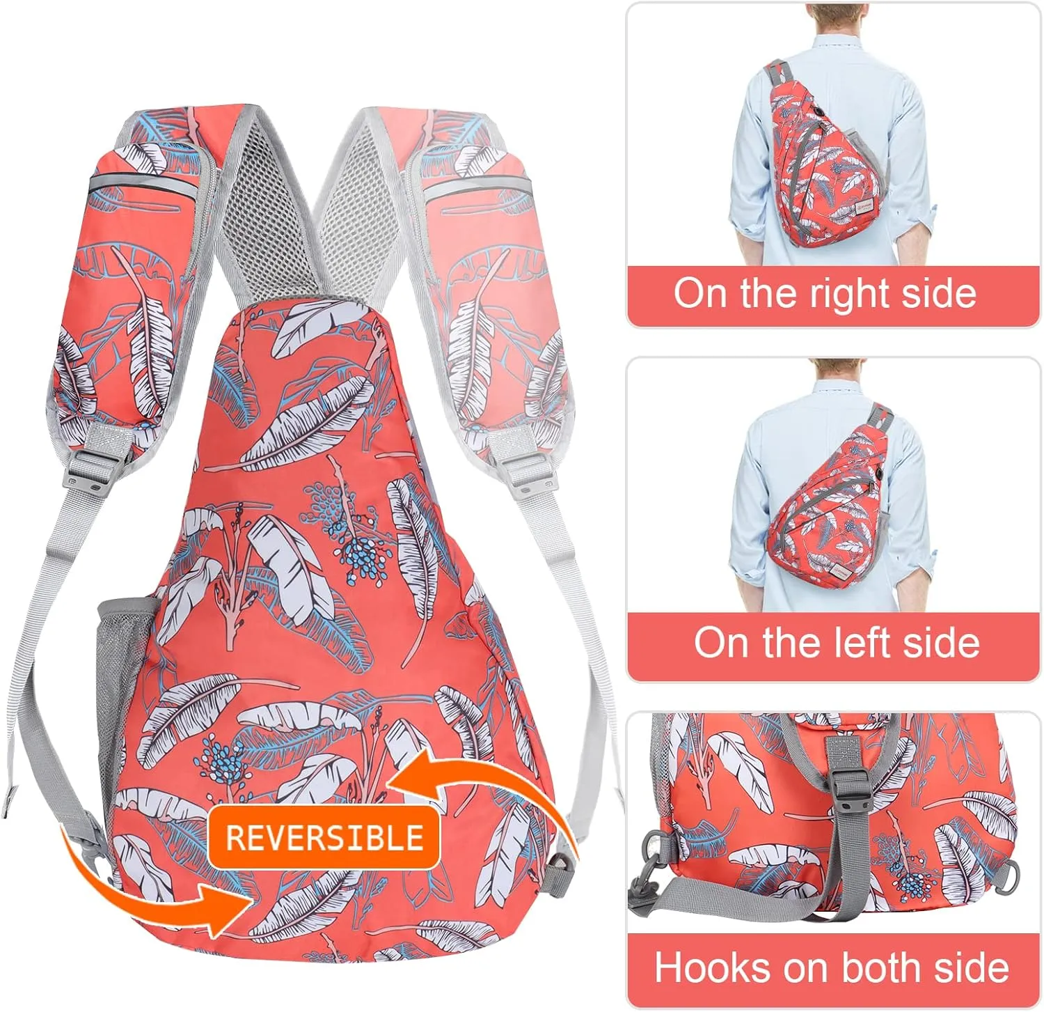 ZOMAKE Sling Bag for Women Men, Small Crossbody Sling Backpack, Mini Water Resistant Shoulder Bag