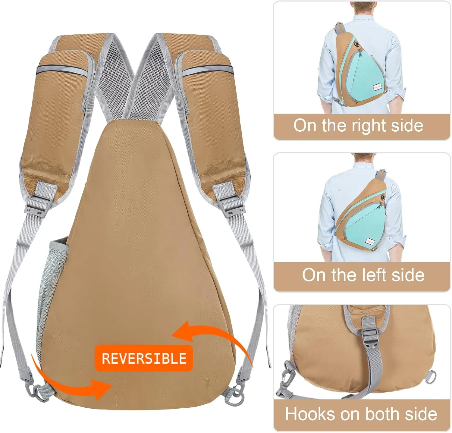 ZOMAKE Sling Bag for Women Men, Small Crossbody Sling Backpack, Mini Water Resistant Shoulder Bag
