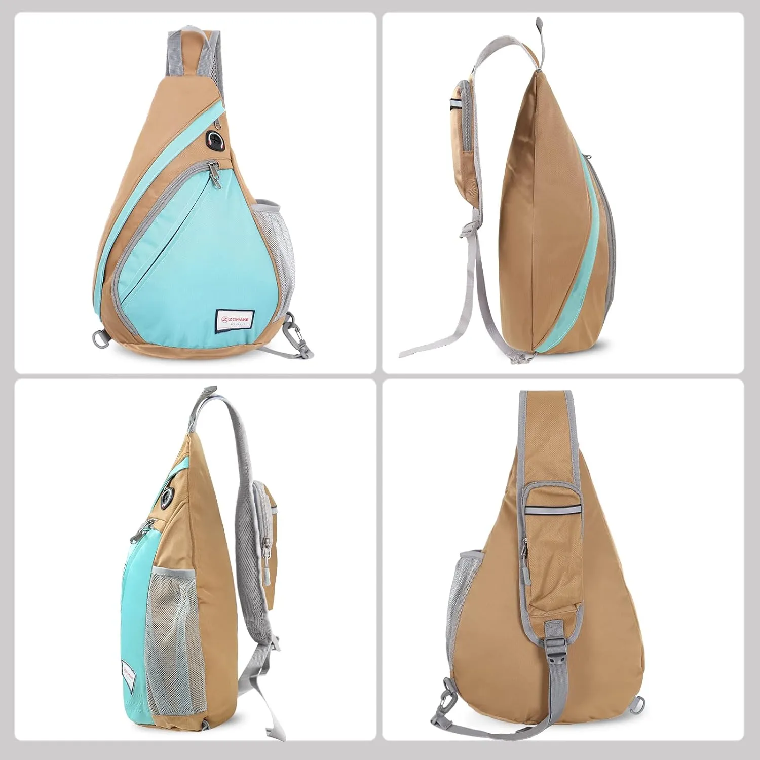 ZOMAKE Sling Bag for Women Men, Small Crossbody Sling Backpack, Mini Water Resistant Shoulder Bag