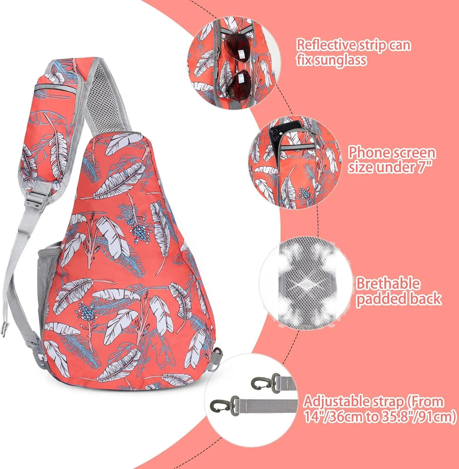 ZOMAKE Sling Bag for Women Men, Small Crossbody Sling Backpack, Mini Water Resistant Shoulder Bag