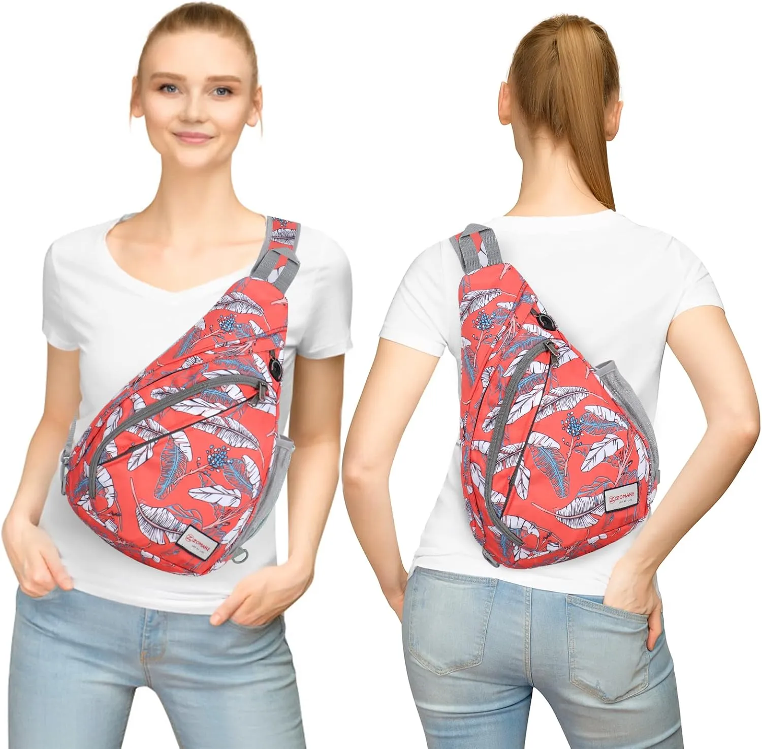 ZOMAKE Sling Bag for Women Men, Small Crossbody Sling Backpack, Mini Water Resistant Shoulder Bag
