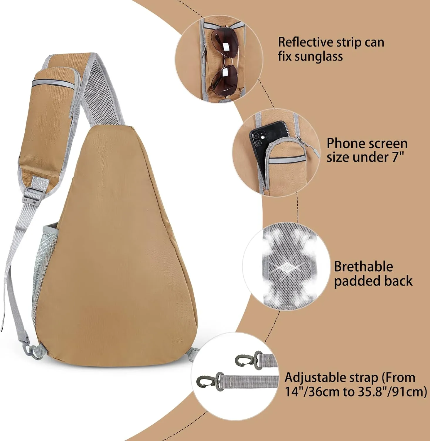 ZOMAKE Sling Bag for Women Men, Small Crossbody Sling Backpack, Mini Water Resistant Shoulder Bag